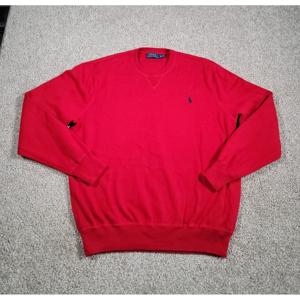 Polo Ralph Lauren Sweater Size XL Red Long Sleeve Casual Cotton Preppy Mens